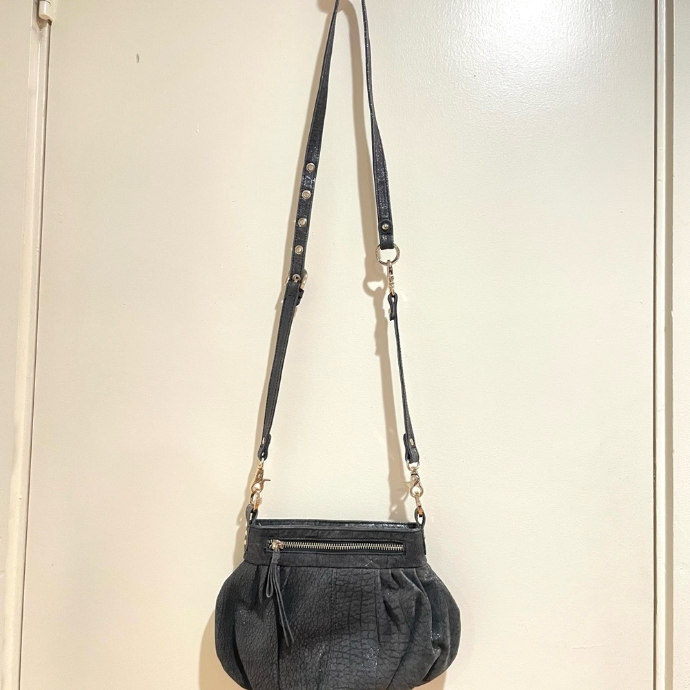 Jason Duke Leather Croc-Embossed Crossbody Bag